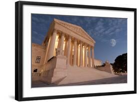 A Night Shot of the Front of the US Supreme Court in Washington, Dc.-Gary Blakeley-Framed Photographic Print