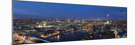 A night-time panoramic view of London and River Thames from top of Southbank Tower, London, England-Alex Treadway-Mounted Photographic Print