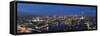 A night-time panoramic view of London and River Thames from top of Southbank Tower, London, England-Alex Treadway-Framed Stretched Canvas