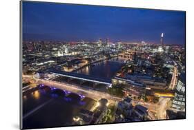 A night-time view of London and River Thames from the top of Southbank Tower, London, England-Alex Treadway-Mounted Photographic Print