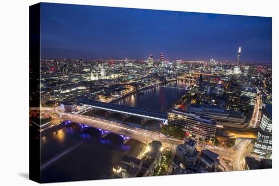 A night-time view of London and River Thames from the top of Southbank Tower, London, England-Alex Treadway-Stretched Canvas