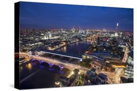 A night-time view of London and River Thames from the top of Southbank Tower, London, England-Alex Treadway-Stretched Canvas