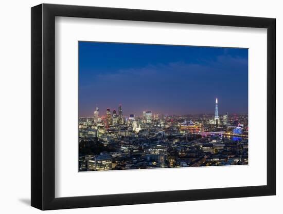 A Night-Time View of London and River Thames from Top of Centre Point Tower across to Shard-Alex Treadway-Framed Photographic Print