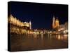 A Night View of the Market Square in Krakow, Poland-Bartkowski-Stretched Canvas