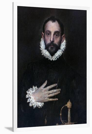 A Nobleman with His Hand on His Chest, C1577-1584-El Greco-Framed Giclee Print