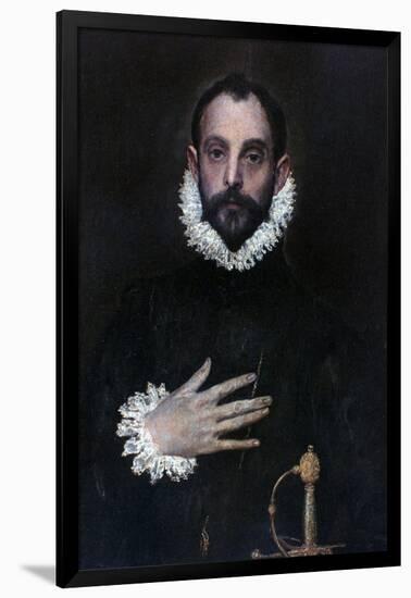 A Nobleman with His Hand on His Chest, C1577-1584-El Greco-Framed Giclee Print