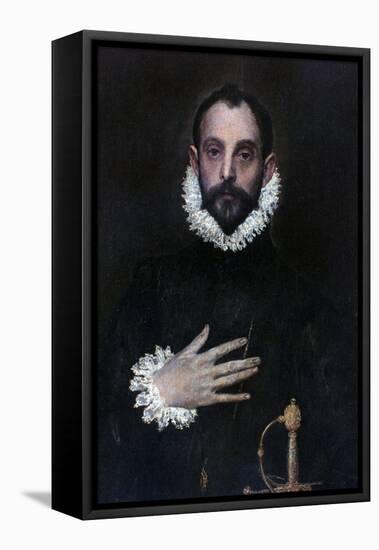 A Nobleman with His Hand on His Chest, C1577-1584-El Greco-Framed Stretched Canvas