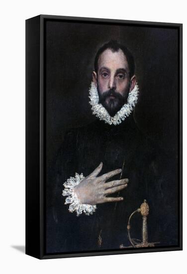 A Nobleman with His Hand on His Chest, C1577-1584-El Greco-Framed Stretched Canvas