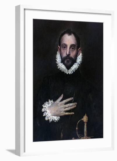 A Nobleman with His Hand on His Chest, C1577-1584-El Greco-Framed Giclee Print