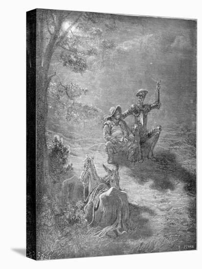 A Nocturnal Discourse, from 'Don Quixote De La Mancha' by Miguel Cervantes (1547-1616) Engraved…-Gustave Doré-Stretched Canvas