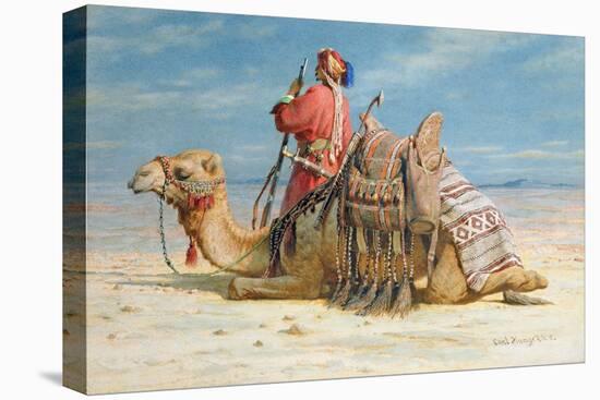 A Nomad and His Camel Resting in the Desert, 1874-Carl Haag-Stretched Canvas