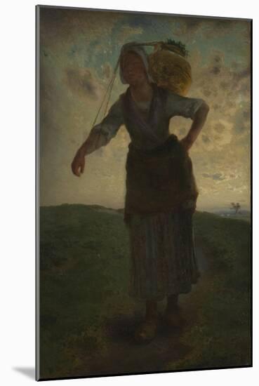 A Norman Milkmaid at Greville, 1871-Jean-Francois Millet-Mounted Giclee Print