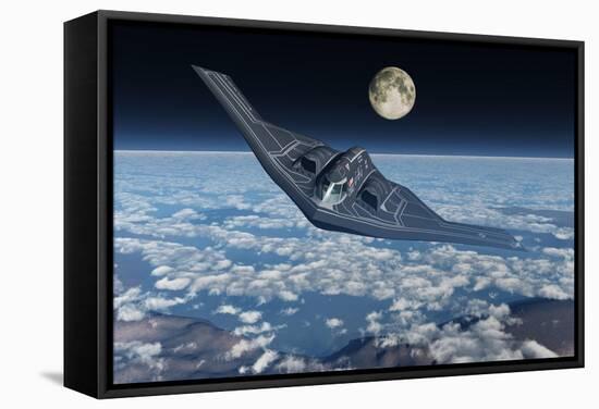 A North American B-2 Spirit Stealth Bomber Flying at High Altitude-Stocktrek Images-Framed Stretched Canvas