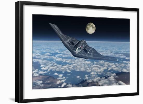 A North American B-2 Spirit Stealth Bomber Flying at High Altitude-Stocktrek Images-Framed Art Print