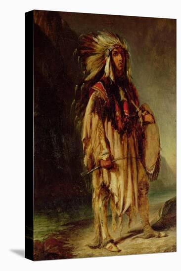 A North American Indian in an Extensive Landscape, 1842-William John Huggins-Stretched Canvas
