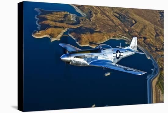 A North American P-51D Mustang Flying Near Chino, California-null-Stretched Canvas