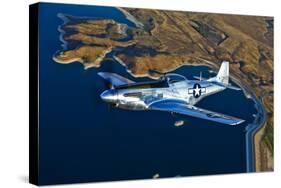 A North American P-51D Mustang Flying Near Chino, California-null-Stretched Canvas