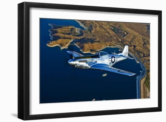 A North American P-51D Mustang Flying Near Chino, California-null-Framed Photographic Print