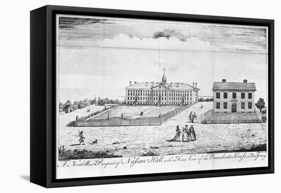 A North-West Prospect of Nassau Hall with Front View of the Presidents House in New Jersey-Henry Dawkins-Framed Stretched Canvas