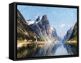 A Norweigan Fjord Scene-Adelsteen Normann-Framed Stretched Canvas