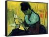 A Novel Reader-Vincent van Gogh-Framed Stretched Canvas
