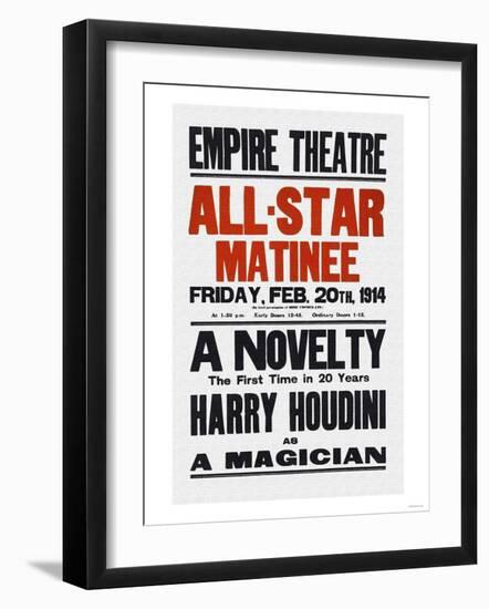 A Novelty, The First in 20 Years, Harry Houdini as a Magician-null-Framed Art Print