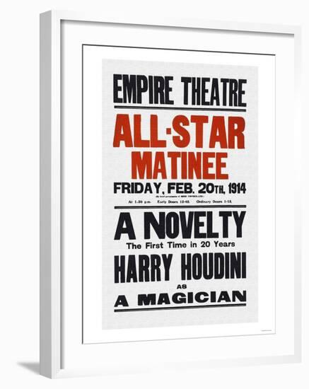 A Novelty, The First in 20 Years, Harry Houdini as a Magician-null-Framed Art Print