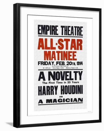 A Novelty, The First in 20 Years, Harry Houdini as a Magician-null-Framed Art Print