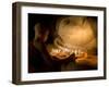 A Novice Monk Lighting Candles at a Massive Buddha Statue in Burma (Myanmar)-Kyle Hammons-Framed Photographic Print