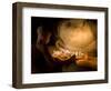 A Novice Monk Lighting Candles at a Massive Buddha Statue in Burma (Myanmar)-Kyle Hammons-Framed Photographic Print