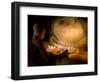 A Novice Monk Lighting Candles at a Massive Buddha Statue in Burma (Myanmar)-Kyle Hammons-Framed Photographic Print