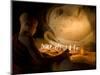A Novice Monk Lighting Candles at a Massive Buddha Statue in Burma (Myanmar)-Kyle Hammons-Mounted Photographic Print