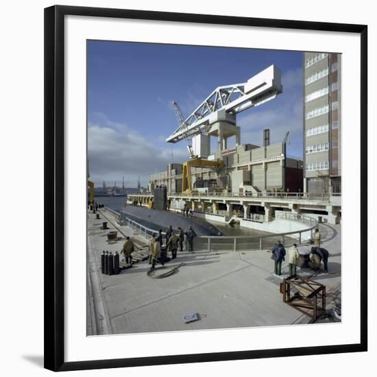 A Nuclear Submarine Berthing at Devonport Docks, Plymouth, Devon, 1980-Michael Walters-Framed Photographic Print