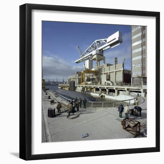 A Nuclear Submarine Berthing at Devonport Docks, Plymouth, Devon, 1980-Michael Walters-Framed Photographic Print