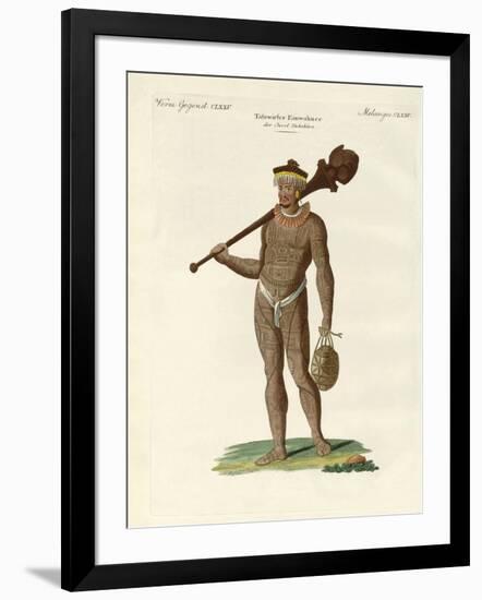 A Nukahiwans with Bat and Calabashes-null-Framed Giclee Print