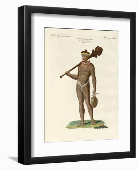 A Nukahiwans with Bat and Calabashes-null-Framed Premium Giclee Print