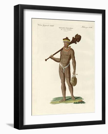 A Nukahiwans with Bat and Calabashes-null-Framed Giclee Print