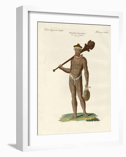 A Nukahiwans with Bat and Calabashes-null-Framed Giclee Print