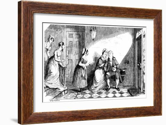 A Number of Women Attend to a Poorly Man, 19th Century-George Cruikshank-Framed Giclee Print