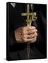 A Nun's Hands Holding Two Crosses Made of Palm Leaves, St. Anne Church, Israel-Eitan Simanor-Framed Stretched Canvas