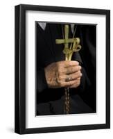 A Nun's Hands Holding Two Crosses Made of Palm Leaves, St. Anne Church, Israel-Eitan Simanor-Framed Photographic Print