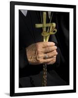 A Nun's Hands Holding Two Crosses Made of Palm Leaves, St. Anne Church, Israel-Eitan Simanor-Framed Photographic Print