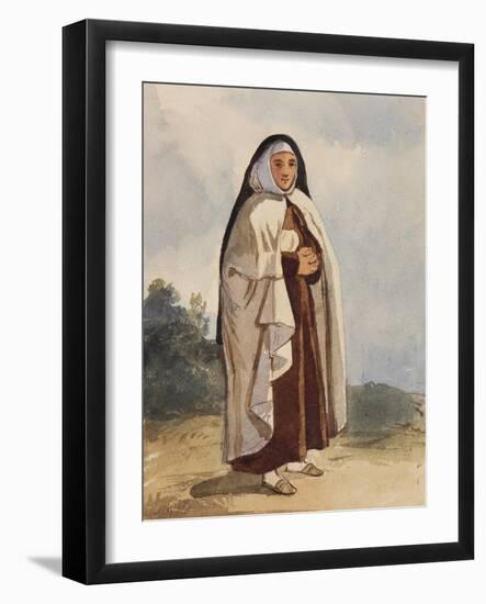 A Nun, with Additions by Princess Maria Annunziata Di Borbone (1843-1871)-Giacinto Gigante-Framed Giclee Print