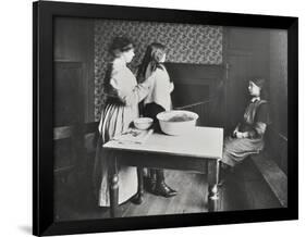 A Nurse Examines Girls Hair, Central Street Cleansing Station, London, 1914-null-Framed Photographic Print