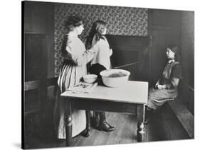 A Nurse Examines Girls Hair, Central Street Cleansing Station, London, 1914-null-Stretched Canvas