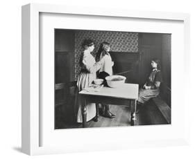 A Nurse Examines Girls Hair, Central Street Cleansing Station, London, 1914-null-Framed Photographic Print