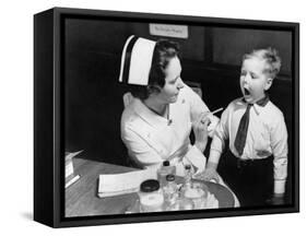 A Nurse Examining the Teeth of a Boy in New York, NY , Ca, 1935-null-Framed Stretched Canvas