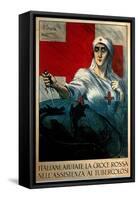 A Nurse Stabbing A Dragon Holding The Globe-Basilio Cascella-Framed Stretched Canvas