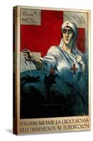 A Nurse Stabbing A Dragon Holding The Globe-Basilio Cascella-Stretched Canvas