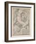 A Nymph (?Flora) Amid Clouds (Black Chalk with Stump on Off-White Paper)-Lodovico Carracci-Framed Giclee Print